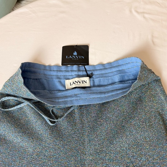 NWT Lanvin Paris Metallic Knit Joggers Blue Gold Lavender M - Picture 8 of 12